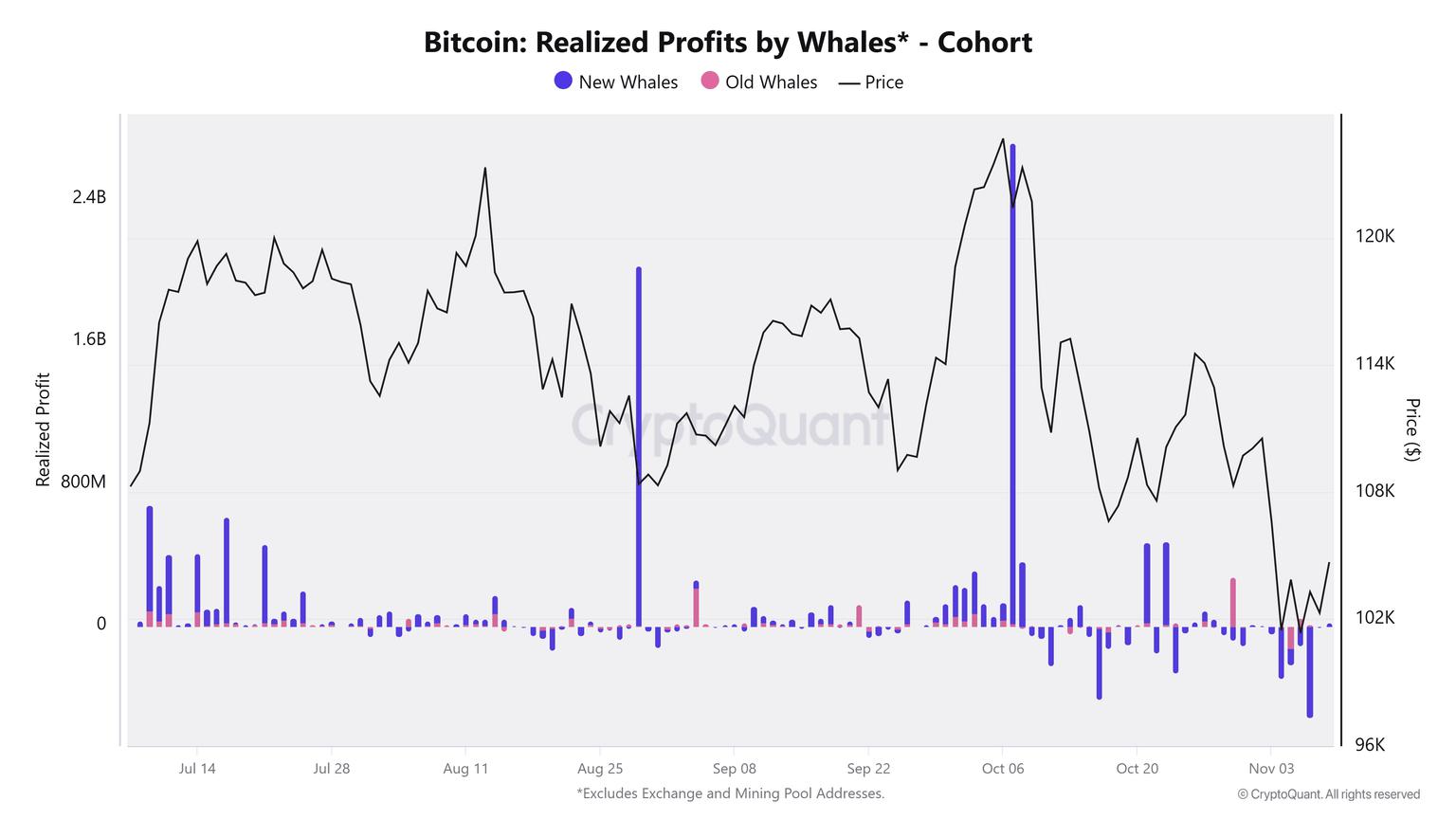 比特币价格暴跌至成本价以下,新的比特币巨鲸面临压力。